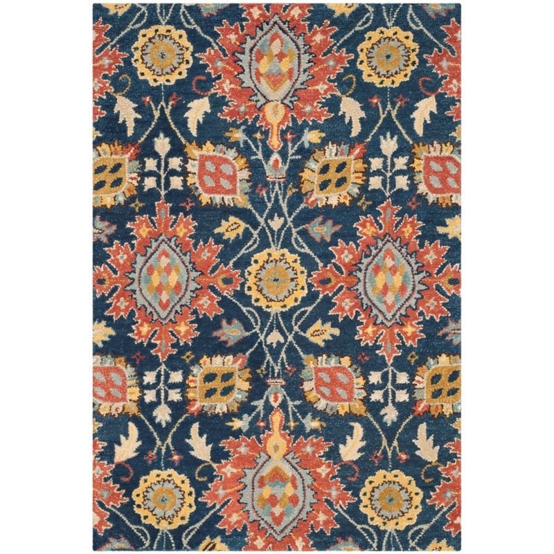 Safavieh Roslyn 6' X 9' Hand Hooked Wool Pile Rug in Navy