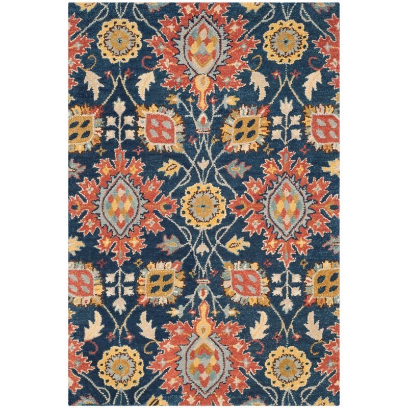 Safavieh Roslyn 8' X 10' Hand Hooked Wool Pile Rug in Navy