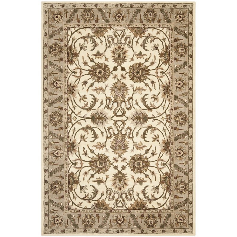 Safavieh Royalty 5' X 7' Hand Tufted Wool Rug in Ivory and Dark Beig