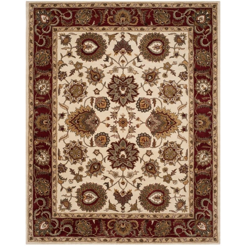 Safavieh Royalty 8' X 10' Hand Tufted Wool Pile Rug in Ivory and Red