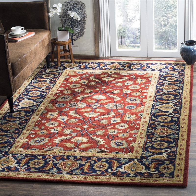 Safavieh Royalty 6' X 9' Hand Tufted Wool Pile Rug in Rust and Navy