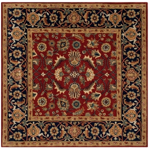 Safavieh Royalty 7' Square Hand Tufted Wool Rug in Rust and Navy