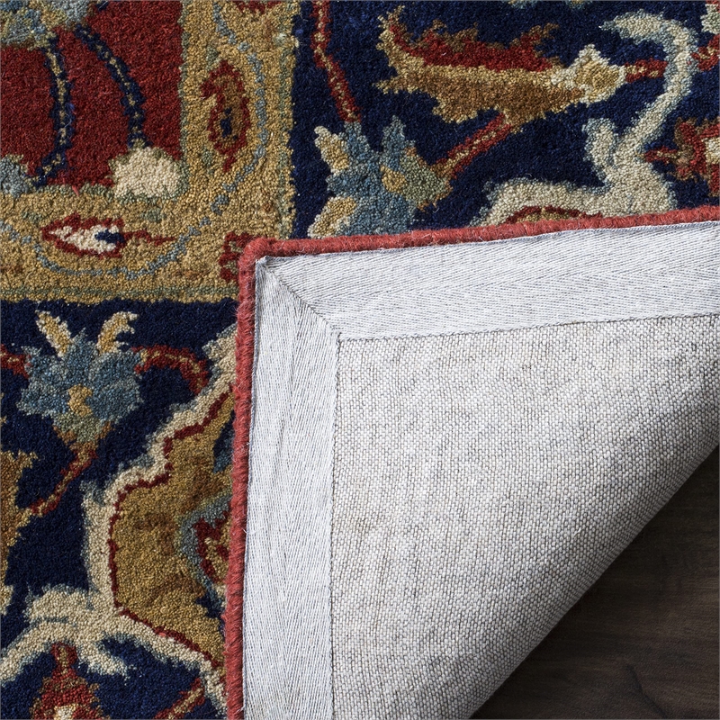 Safavieh Royalty 7' Square Hand Tufted Wool Rug in Rust and Navy