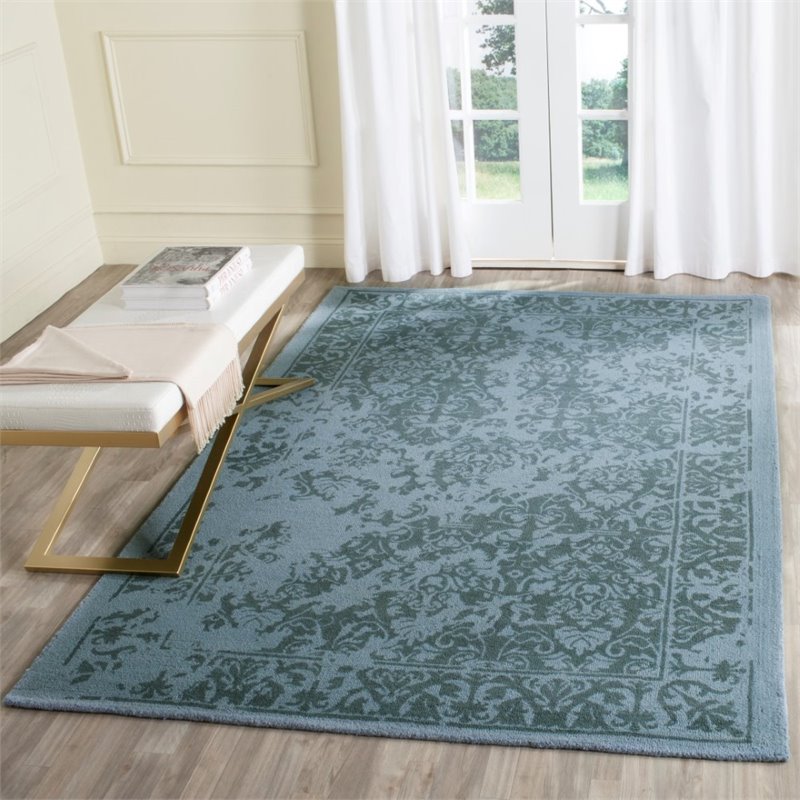 Safavieh Restoration Vintage 6' Square Handmade Wool Rug in Blue