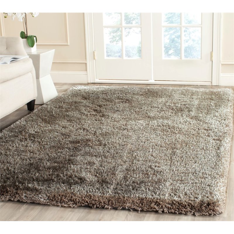 Safavieh South Beach Shag 8' X 10' Hand Tufted Rug in Silver