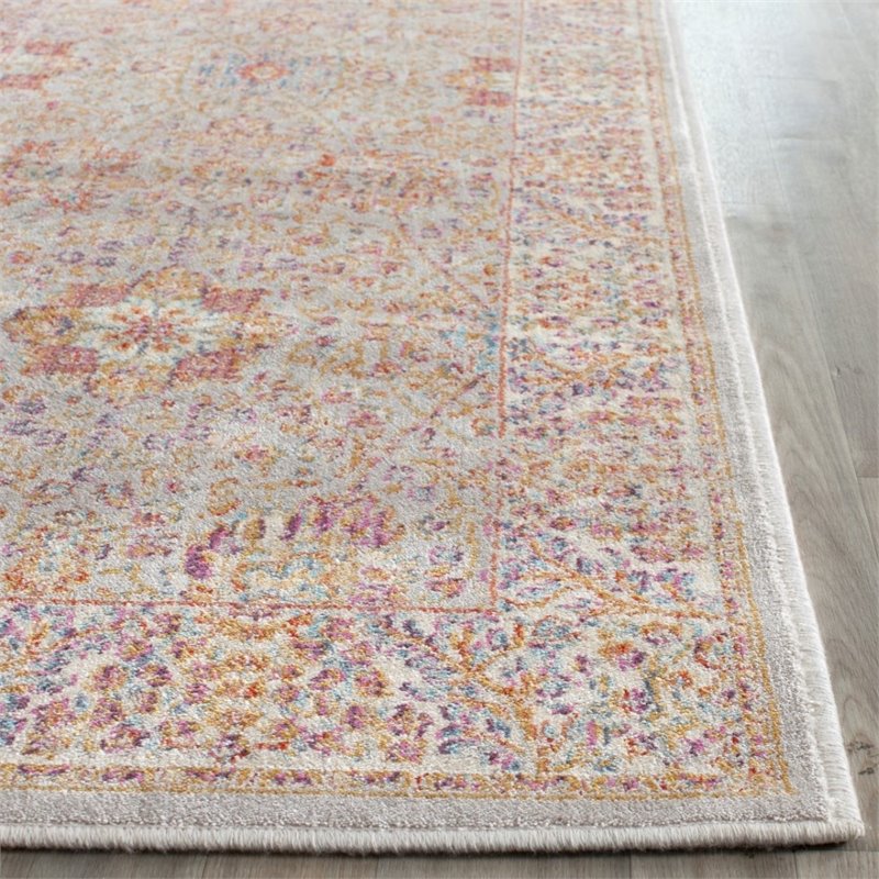 Safavieh Sevilla 8' X 11' Power Loomed Viscose Rug in Silver and Ivory