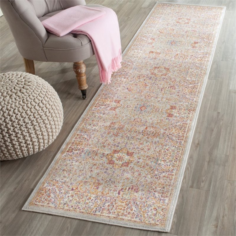 Safavieh Sevilla 8' X 11' Power Loomed Viscose Rug in Silver and Ivory
