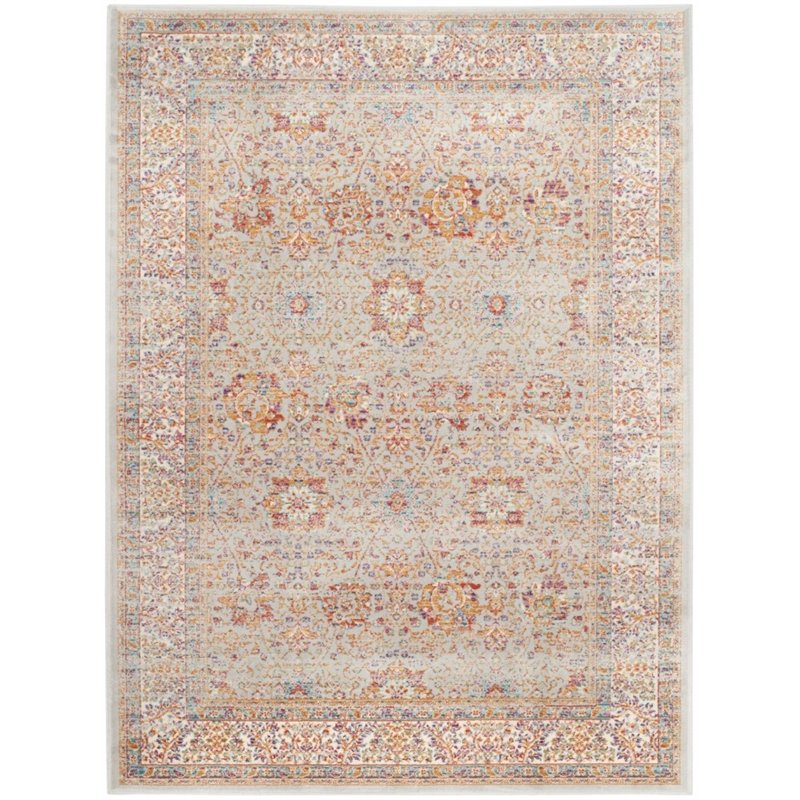Safavieh Sevilla 8' X 11' Power Loomed Viscose Rug in Silver and Ivory