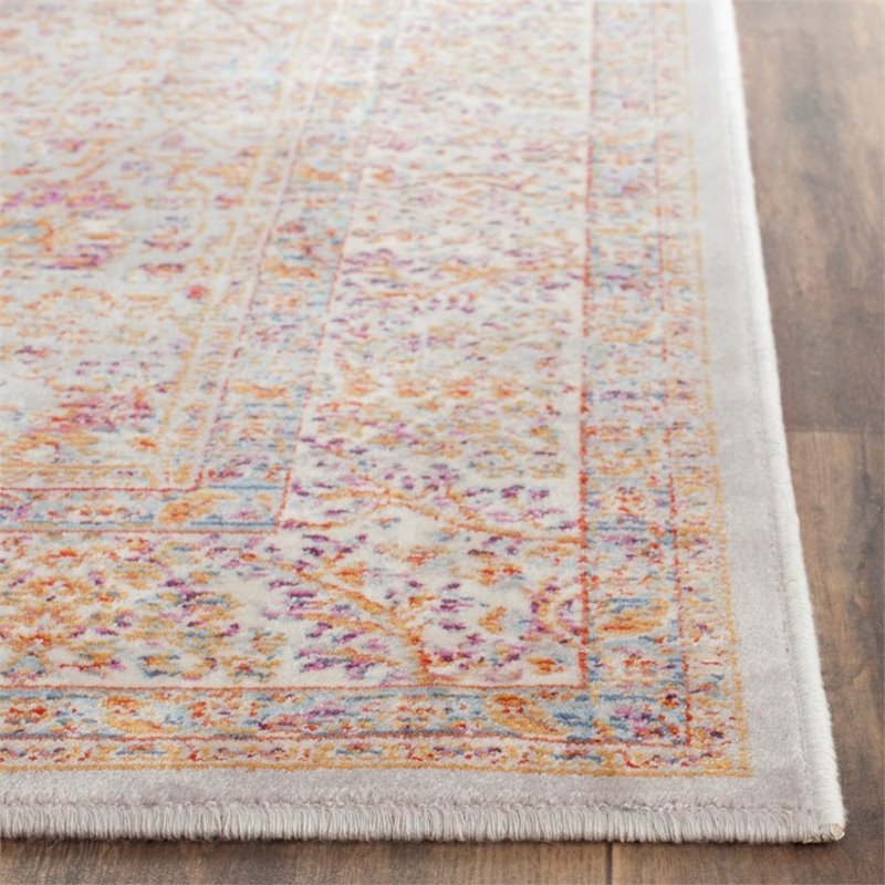 Safavieh Sevilla 8' X 11' Power Loomed Viscose Rug in Silver and Ivory