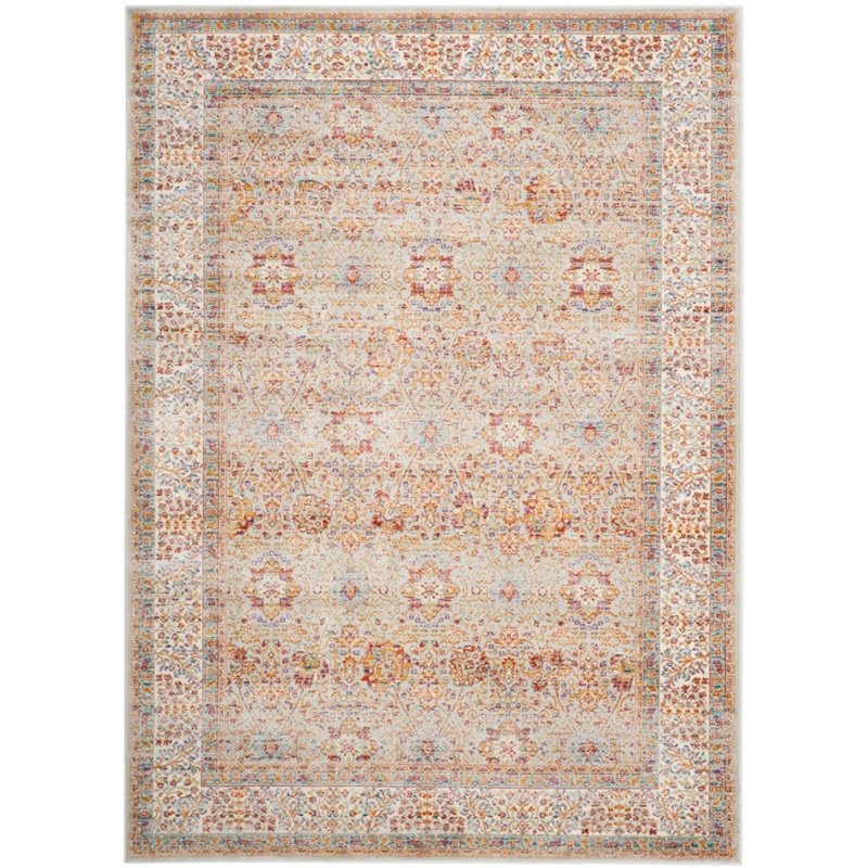 Safavieh Sevilla 8' X 11' Power Loomed Viscose Rug in Silver and Ivory