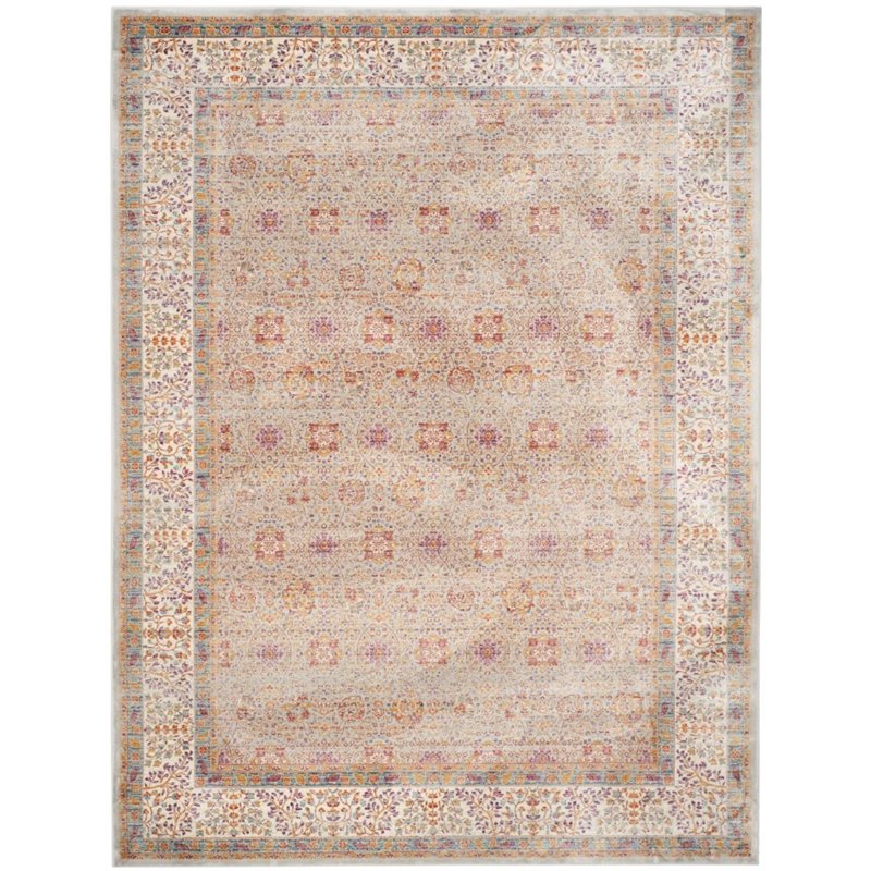Safavieh Sevilla 8' X 11' Power Loomed Viscose Rug in Silver and Ivory