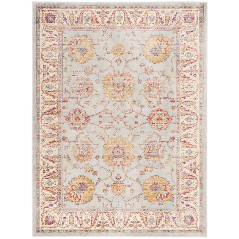 Safavieh Sevilla 8' X 11' Power Loomed Viscose Rug in Silver and Ivory