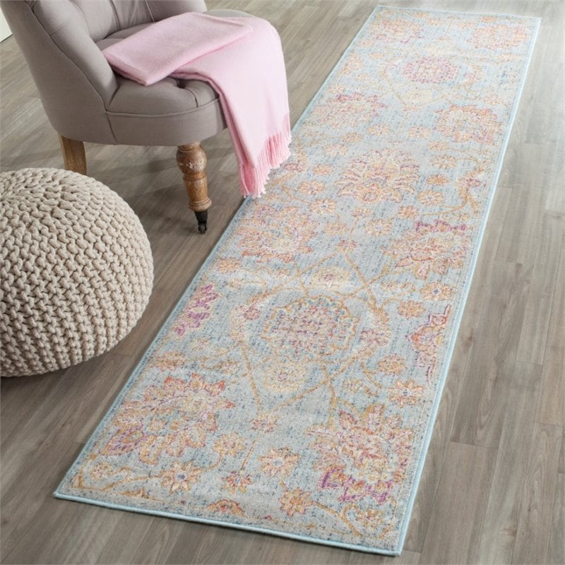 Safavieh Sevilla 8' X 11' Power Loomed Viscose Rug in Light Blue