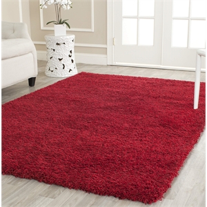 Safavieh California Shag 4' Square Power Loomed Rug in Red