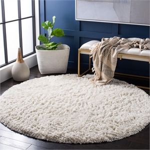 Safavieh Shag 8' Round Hand Tufted Acrylic Rug in White