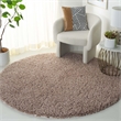 Safavieh Shag 8' Round Hand Tufted Acrylic Rug in Taupe