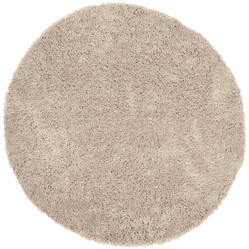 Safavieh Shag 8' Round Hand Tufted Acrylic Rug in Taupe