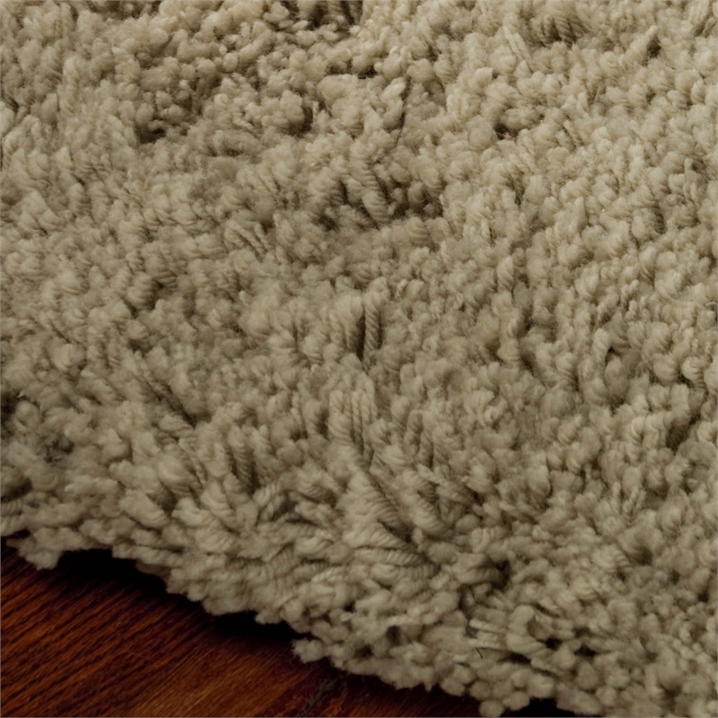 Safavieh Shag 8' Round Hand Tufted Acrylic Rug in Taupe