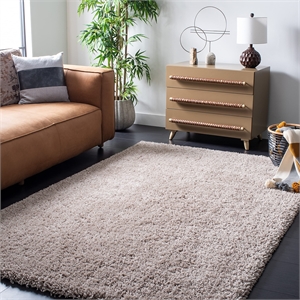 Safavieh Shag 9' Square Hand Tufted Acrylic Rug in Taupe
