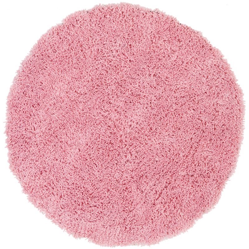 Safavieh Shag 8' Round Hand Tufted Acrylic Rug in Pink
