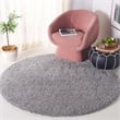 Safavieh Shag 8' Round Hand Tufted Acrylic Rug in Ivory