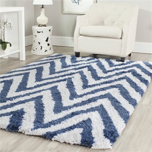 Safavieh Shag 5' Square Hand Tufted Acrylic Rug in Ivory and Blue