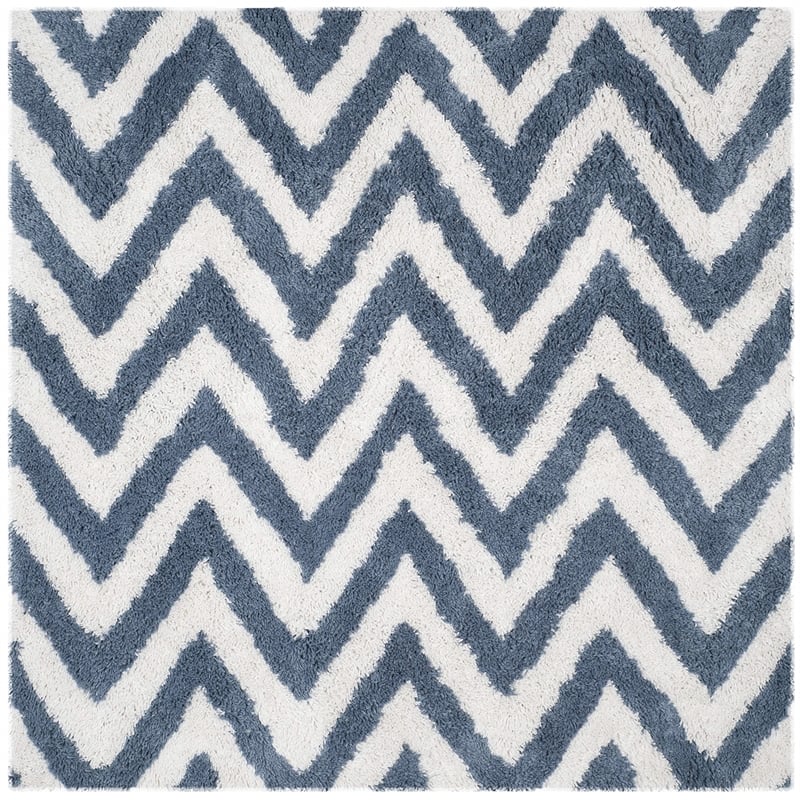 Safavieh Shag 5' Square Hand Tufted Acrylic Rug in Ivory and Blue