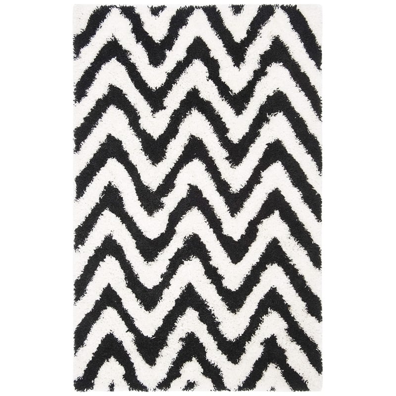Safavieh Shag 3' X 5' Hand Tufted Acrylic Rug in Ivory and Black