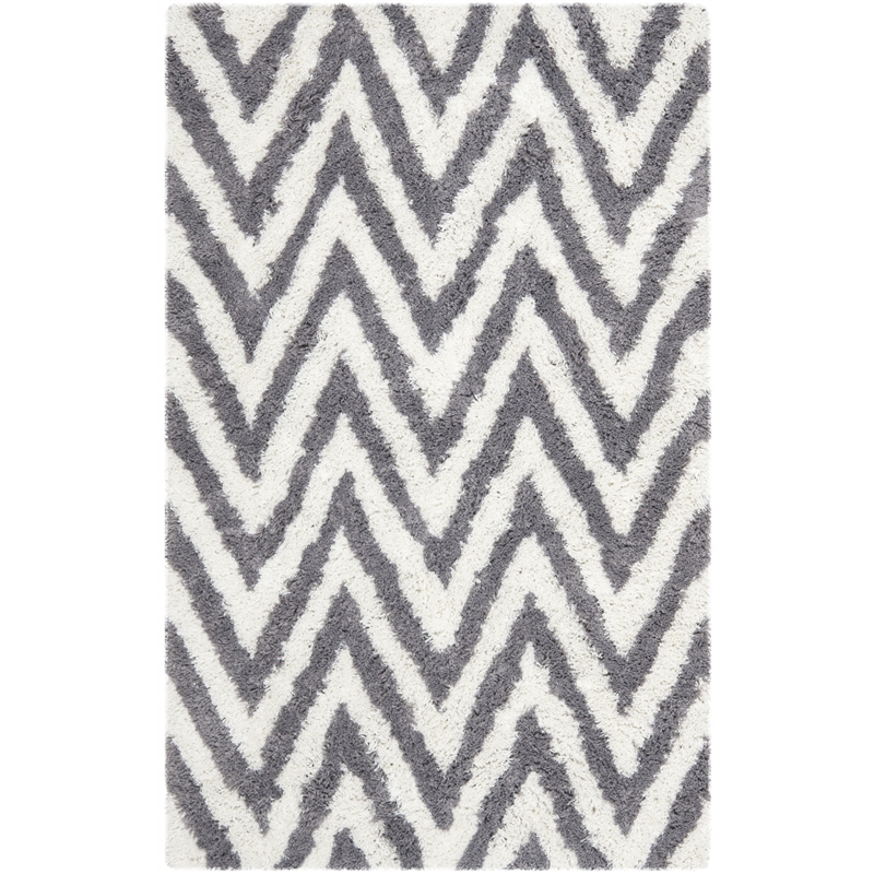 Safavieh Shag 4' X 6' Hand Tufted Acrylic Rug in Ivory and Gray