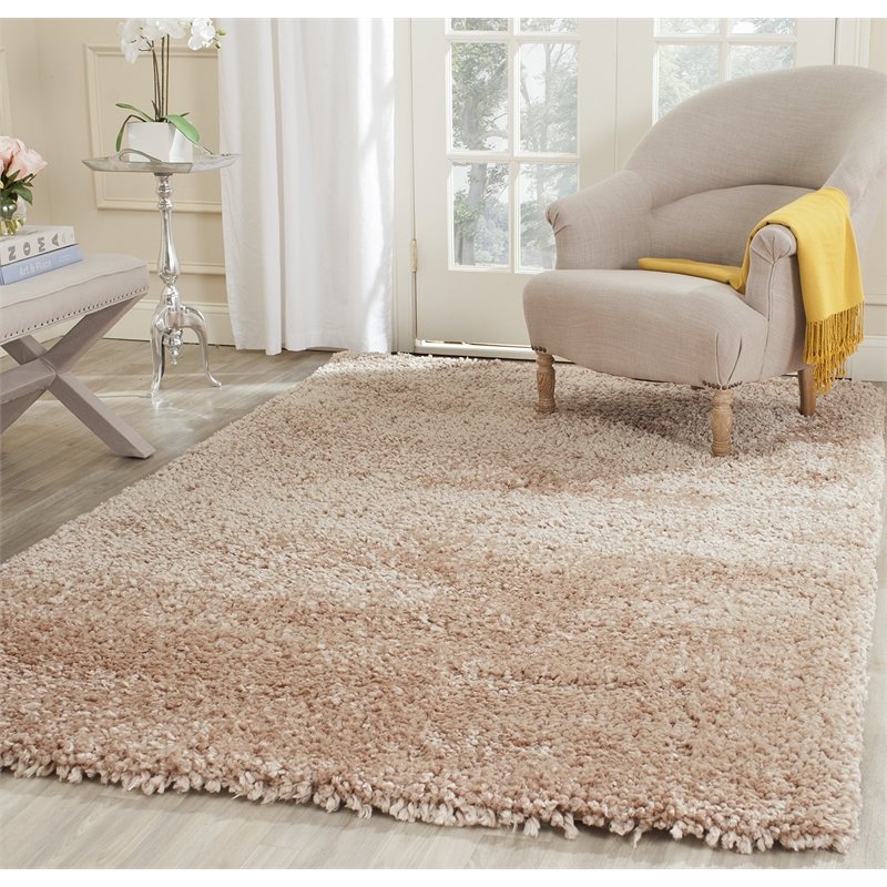 Safavieh Popcorn Shag 4' X 6' Hand Tufted Polyester Rug in Beige