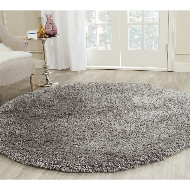 Safavieh Popcorn Shag 6' Round Hand Tufted Rug in Beige