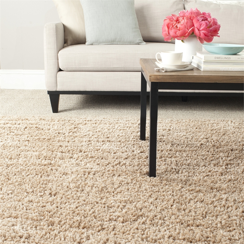 Safavieh Popcorn Shag 8' X 10' Hand Tufted Polyester Rug in Beige