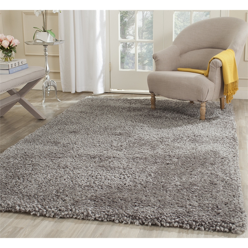 Safavieh Popcorn Shag 6' X 9' Hand Tufted Polyester Rug in Silver
