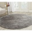 Safavieh Popcorn Shag 6' Round Hand Tufted Rug in Silver