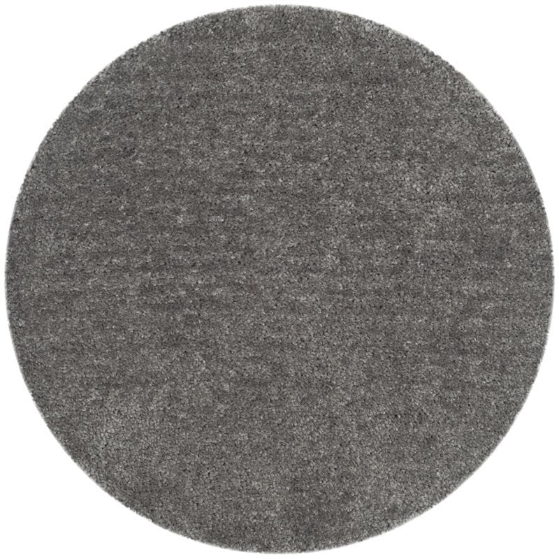 Safavieh Popcorn Shag 6' Round Hand Tufted Rug in Silver