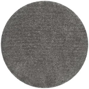 Safavieh Popcorn Shag 6' Round Hand Tufted Rug in Silver