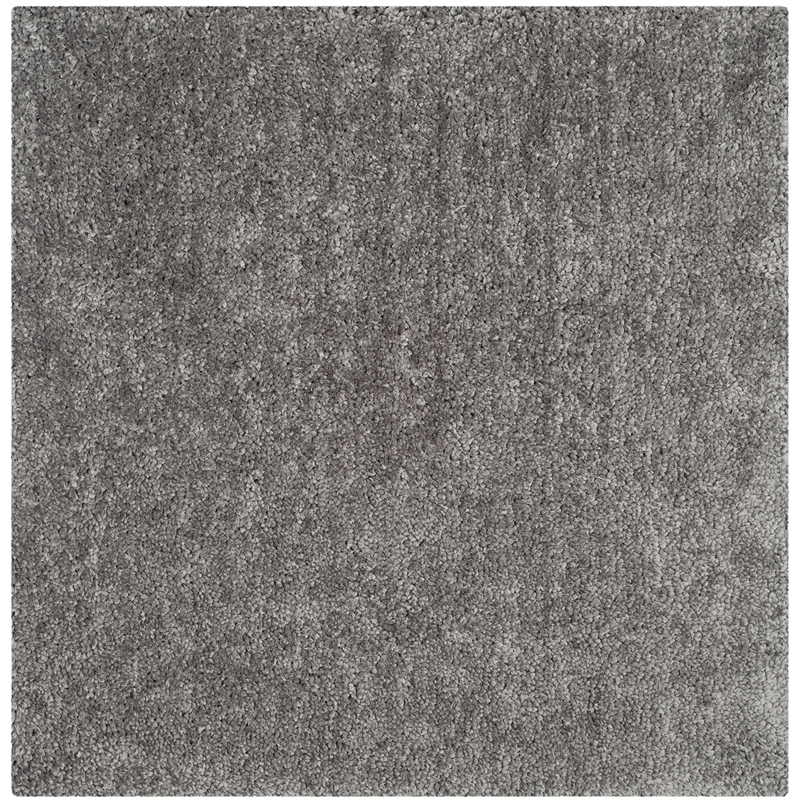 Safavieh Popcorn Shag 6' Square Hand Tufted Rug in Silver