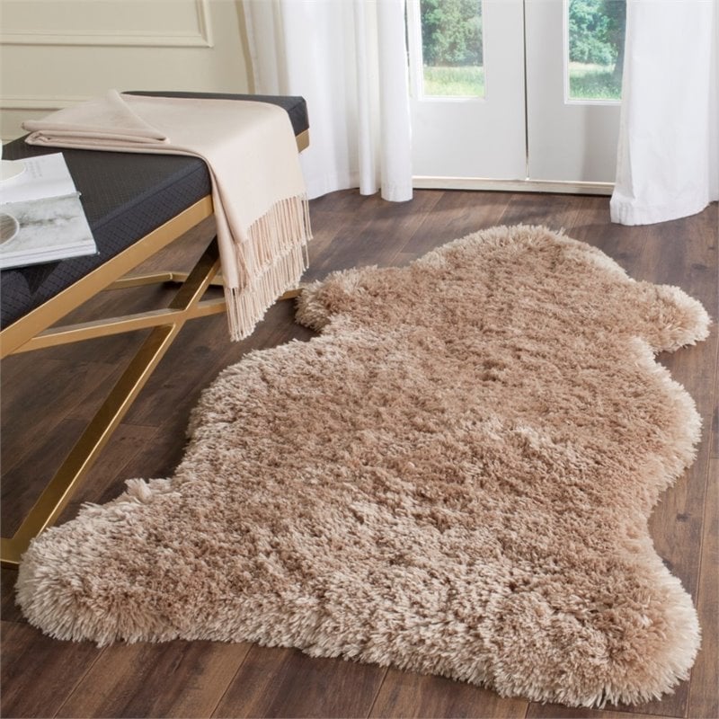 Safavieh Arctic Shag 3' X 5' Sheep Shaped Hand Tufted Rug in Taupe