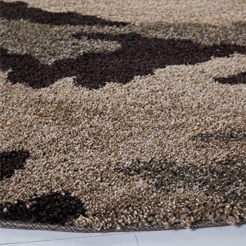 Safavieh Florida Shag 5' Round Power Loomed Rug in Beige