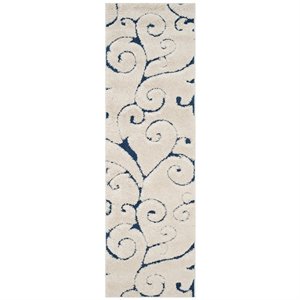 safavieh florida shag 2'3&quot x 4' power loomed rug in cream and blue