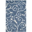 Safavieh Florida Shag 6' X 9' Power Loomed Rug in Dark Blue and Cream