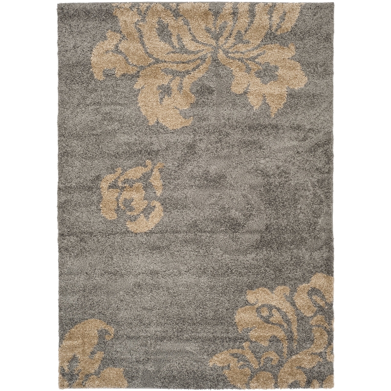 Safavieh Florida Shag 6' X 9' Power Loomed Rug in Gray and Beige
