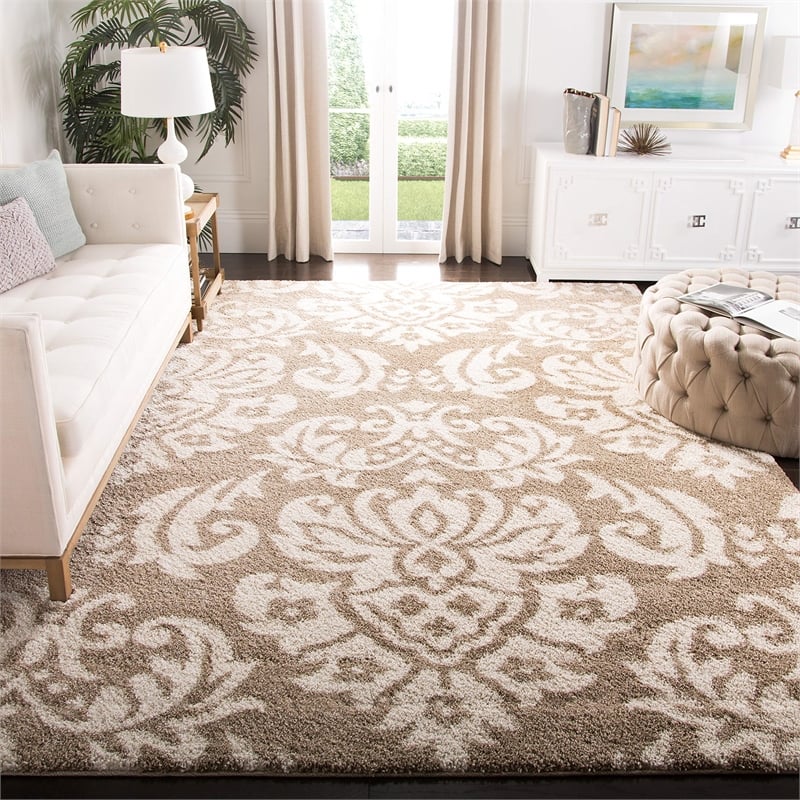 Safavieh Florida Shag 11' X 15' Power Loomed Rug in Beige and Cream