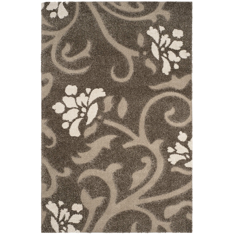 Safavieh Florida Shag 6' X 9' Power Loomed Rug in Smoke and Beige