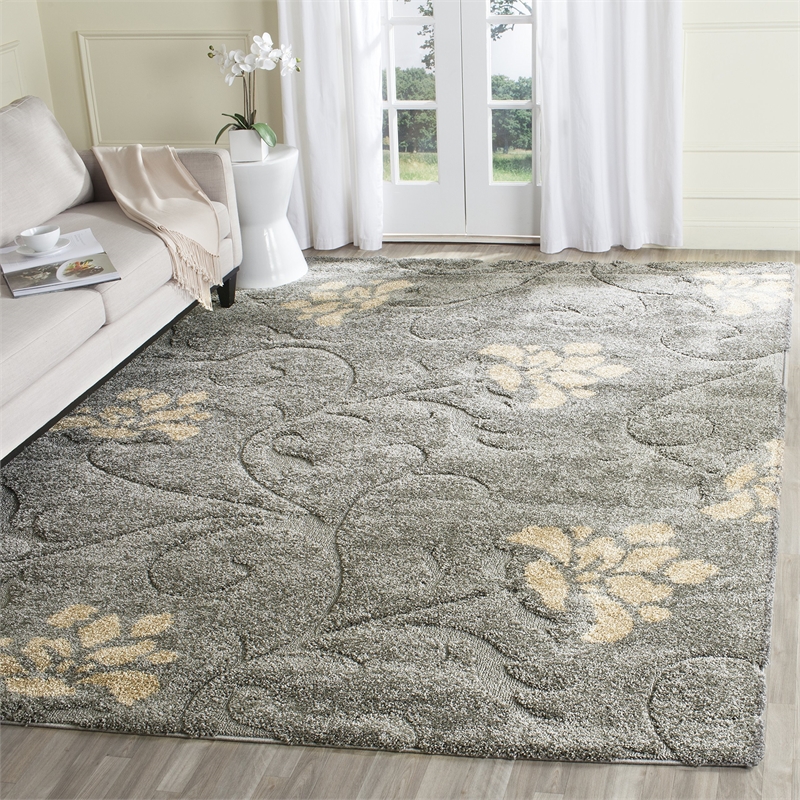 Safavieh Florida Shag 6' X 9' Power Loomed Rug in Gray and Beige