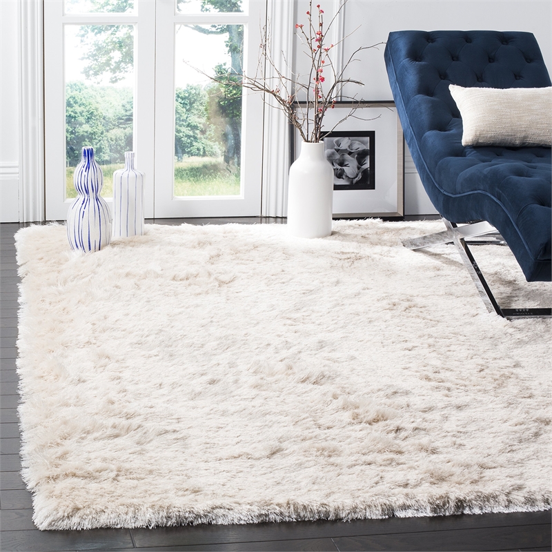 Safavieh Paris Shag 5' X 8' Hand Tufted Polyester Rug in Ivory