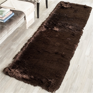 Safavieh Paris Shag 2'3&quot X 8' Hand Tufted Polyester Rug in Chocolate