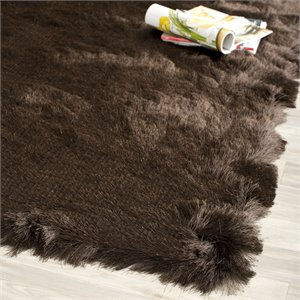 safavieh paris shag 5' x 8' hand tufted polyester rug in chocolate