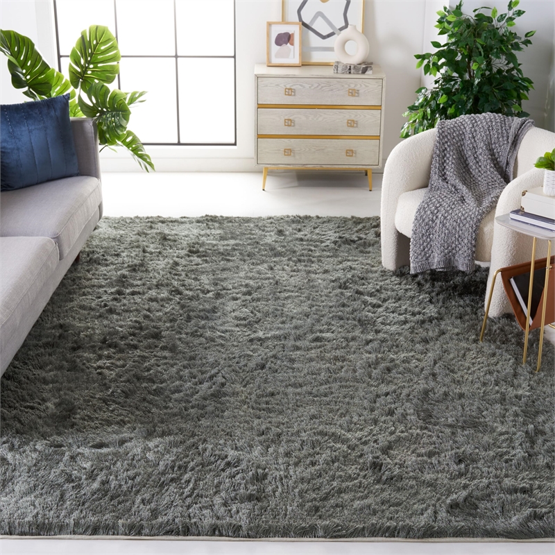 Safavieh Paris Shag 11' X 15' Hand Tufted Polyester Rug in Titanium