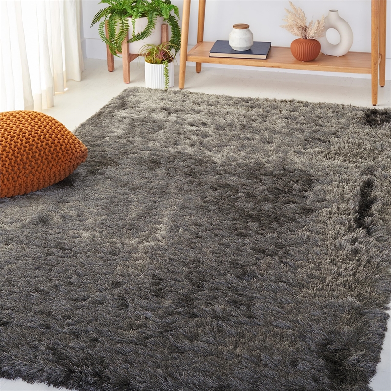 Safavieh Paris Shag 5' X 8' Hand Tufted Polyester Rug in Titanium